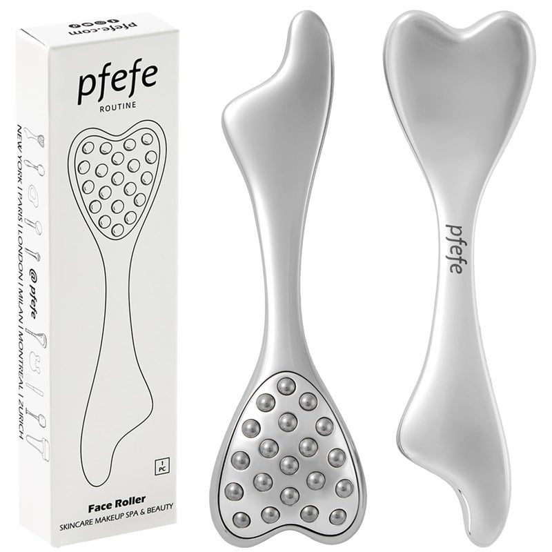 pfefe Stainless Steel Gua Sha  Face Roller 3in1 Dolphin Facial Roller for Esthetician Supplies Women Gift Skin Care Tool for Puffiness Wrinkles Dark Circles 1 Pc
